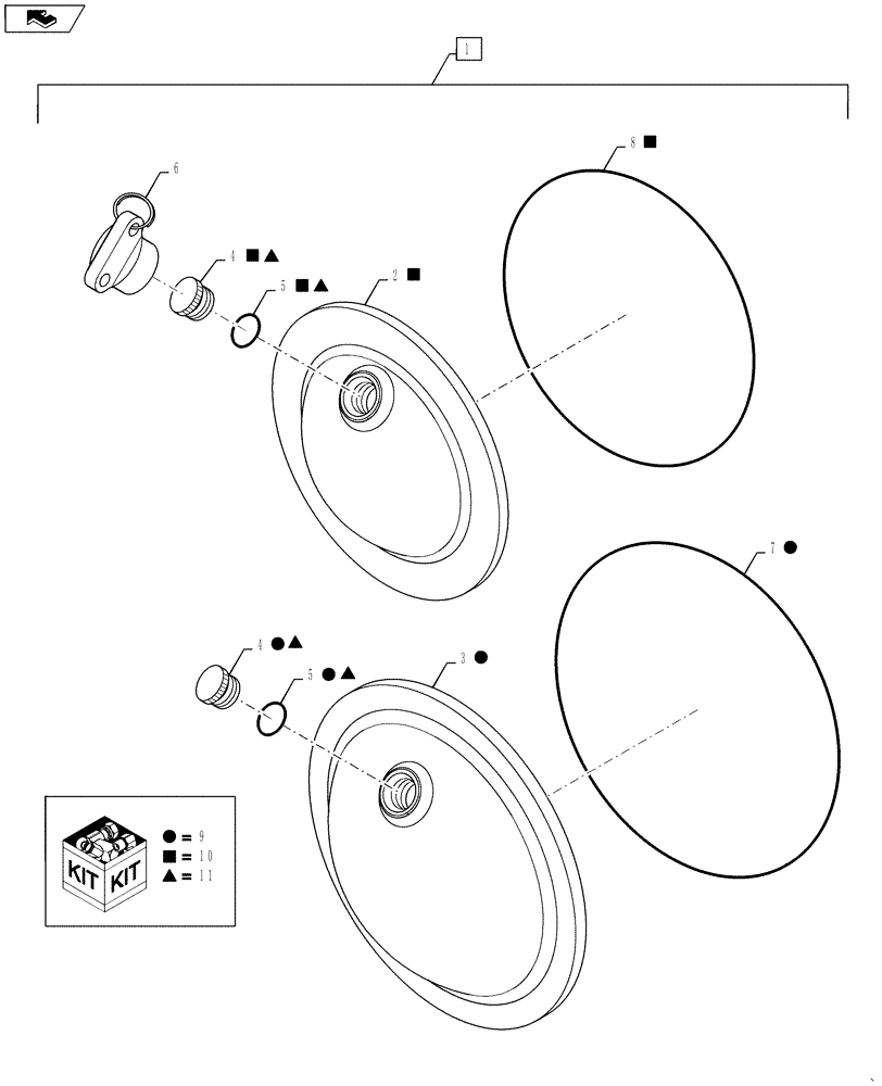 Схема запчастей Case IH QUADTRAC 600 - (88.048.02) - DIA KIT - QUADTRAC CLEAR-VIEW CAPS FOR ROLLERS AND IDLERS (88) - ACCESSORIES