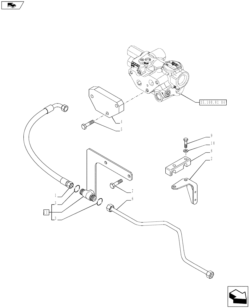 Схема запчастей Case IH PUMA 170 - (35.100.02[01A]) - HYDRAULIC PUMP - PRIORITY VALVE PIPES AND UNIONS - D7090 (VAR.720463-743963-743964) (35) - HYDRAULIC SYSTEMS