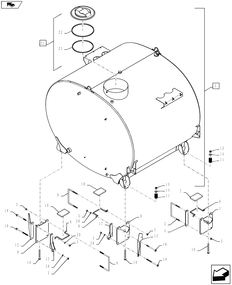 Схема запчастей Case IH 4430 - (65.901.01[02]) - PRODUCT TANK MOUNTING, SN YCT033001 AND AFTER (65) - TANKS (NOT FUEL TANKS)