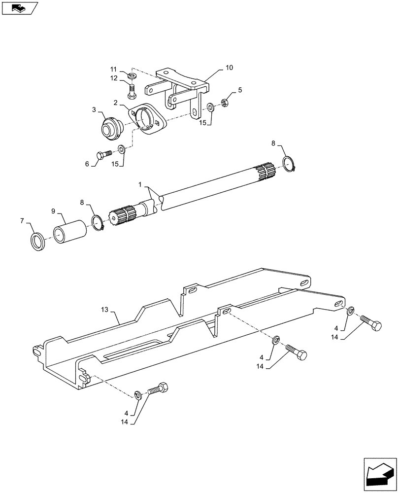 Схема запчастей Case IH MAXXUM 110 - (23.314.AG[01]) - STD + VAR - 330448, 336449, 743678 - 4WD PROPELLER SHAFT (23) - FOUR WHEEL DRIVE SYSTEM