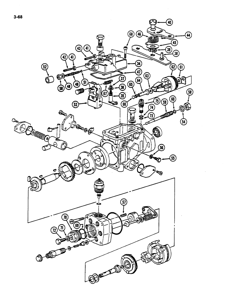 Схема запчастей Case IH 782 - (3-68) - FUEL INJECTION PUMP, D358 DIESEL ENGINE (02) - FUEL SYSTEM