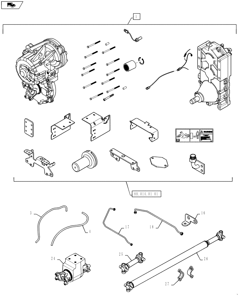 Схема запчастей Case IH STEIGER 500 - (88.014.01[02]) - DIA KIT - PTO (NON-EUROPE) (88) - ACCESSORIES