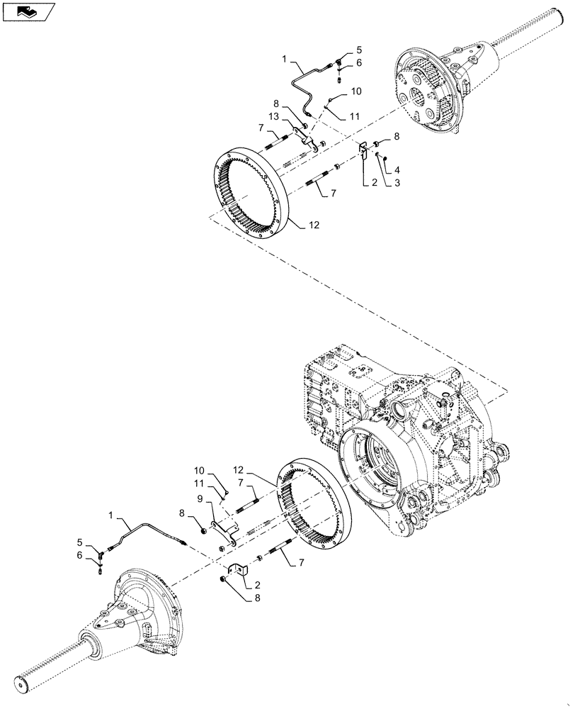 Схема запчастей Case IH MAGNUM 225 - (27.100.01[05]) - REAR AXLE FINAL DRIVE GREASE LINES (27) - REAR AXLE SYSTEM