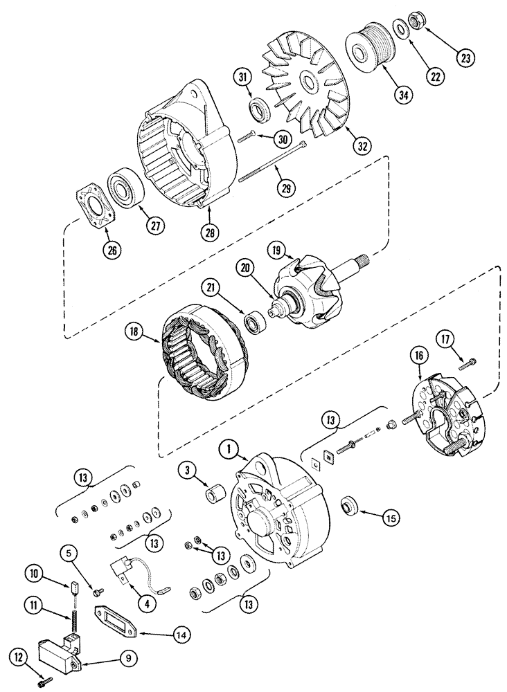 Схема запчастей Case IH STX325 - (04-07) - ALTERNATOR ASSY - 135 AMPERE (04) - ELECTRICAL SYSTEMS