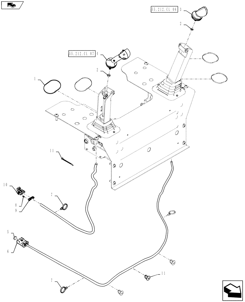 Схема запчастей Case IH SV250 - (55.512.CL[05]) - LEVEL 100 HANDLE GRIPS, 1-SPEED MECHANICAL CONTROLS (55) - ELECTRICAL SYSTEMS