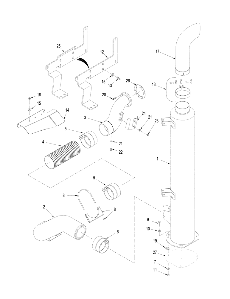 Схема запчастей Case IH STX450 - (02-09[01]) - EXHAUST SYSTEM - WHEEL TRACTOR (02) - ENGINE