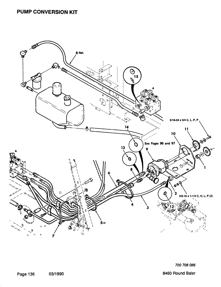 Схема запчастей Case IH 8460 - (136) - PUMP CONVERSION KIT (07) - HYDRAULICS