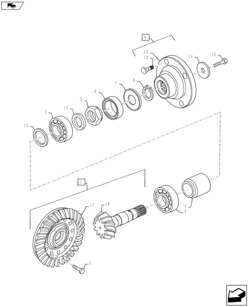 Схема запчастей Case IH MAXXUM 140 - (25.102.AC[15]) - VAR - 330429, 330430 - CL.4 SUSPENDED FRONT AXLE - BEVEL GEAR AND ADJUSTING SHIMS (25) - FRONT AXLE SYSTEM