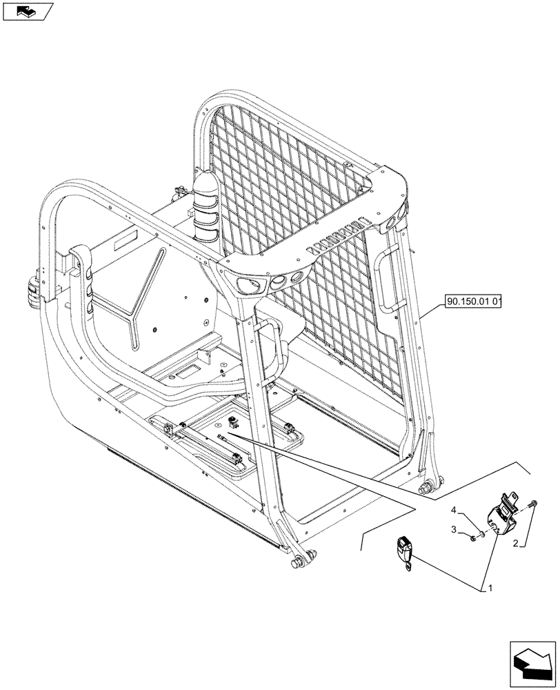 Схема запчастей Case IH TV380 - (90.120.07[01]) - SEAT BELT, 2 POINT RETRACTOR, 2 INCH WEB (ALL CASE) (90) - PLATFORM, CAB, BODYWORK AND DECALS