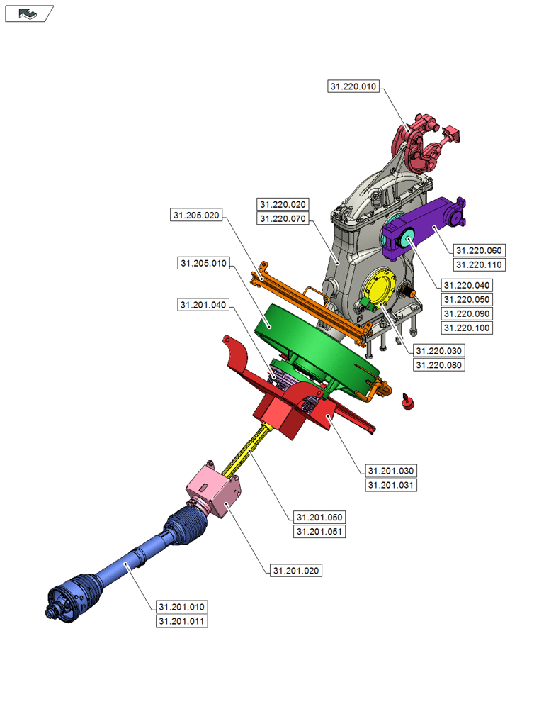 Схема запчастей Case IH LB434R XL - (31.000.00) - SECTION INDEX - POWER TAKE-OFF (31) - IMPLEMENT POWER TAKE OFF