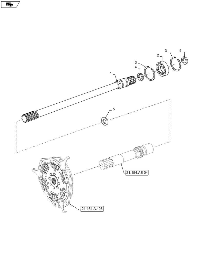 Схема запчастей Case IH MAXXUM 120 - (21.154.AJ[01]) - TRANSMISSION 24X24 (40KM/H) HI-LO - INPUT SHAFT (21) - TRANSMISSION