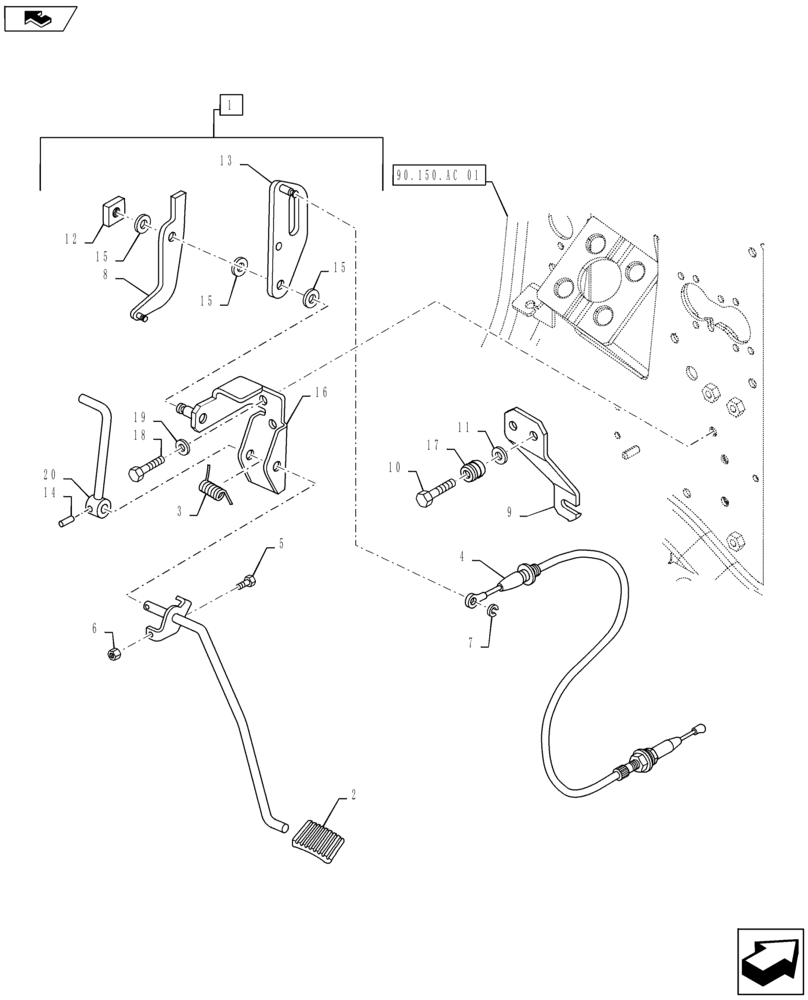 Схема запчастей Case IH MAXXUM 140 - (10.220.AA[01]) - ACCELERATOR PEDAL (10) - ENGINE