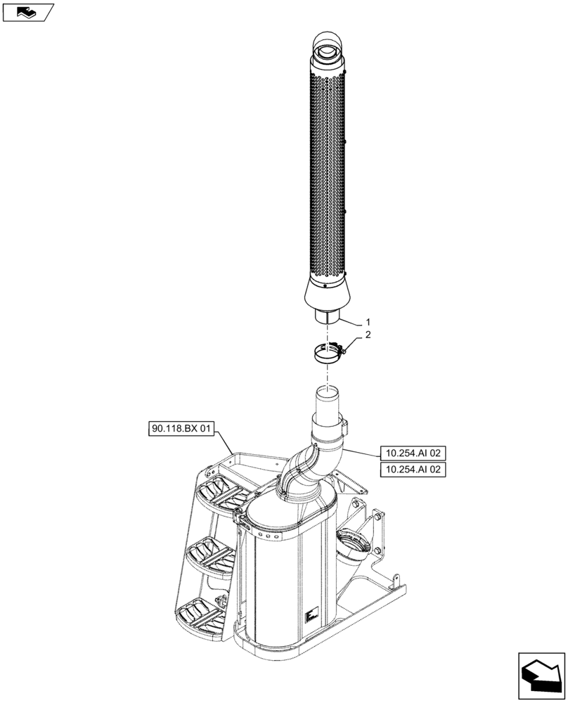 Схема запчастей Case IH MAXXUM 120 - (10.254.AD[01]) - STD + VAR - 332189, 743763 - EXHAUST PIPE (10) - ENGINE