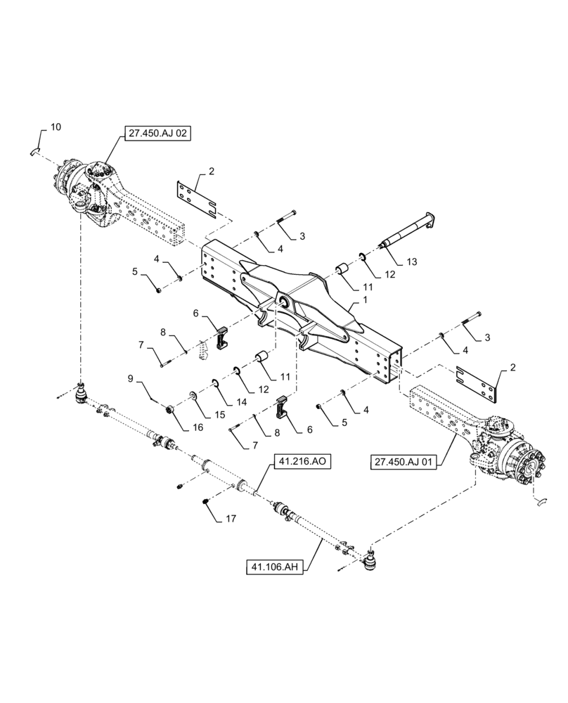 Схема запчастей Case IH 6140 - (27.450.AH[01]) - REAR AXLE ASSY, POWERED (27) - REAR AXLE SYSTEM