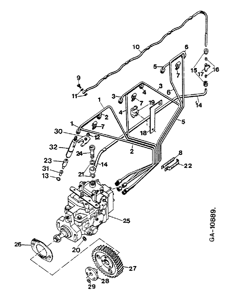 Схема запчастей Case IH D-358 - (11-026) - INJECTION PUMP, INJECTION LINES, NOZZLE HOLDER 