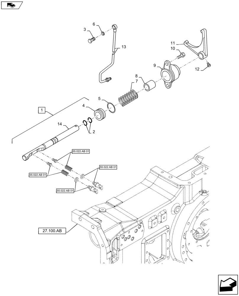 Схема запчастей Case IH MAXXUM 110 - (21.160.AD) - VAR - 331330, 332330, 743736 - CREEPER FOR TRANSMISSION 24X24/16X16 - GEARSHIFT MECHANISM (21) - TRANSMISSION