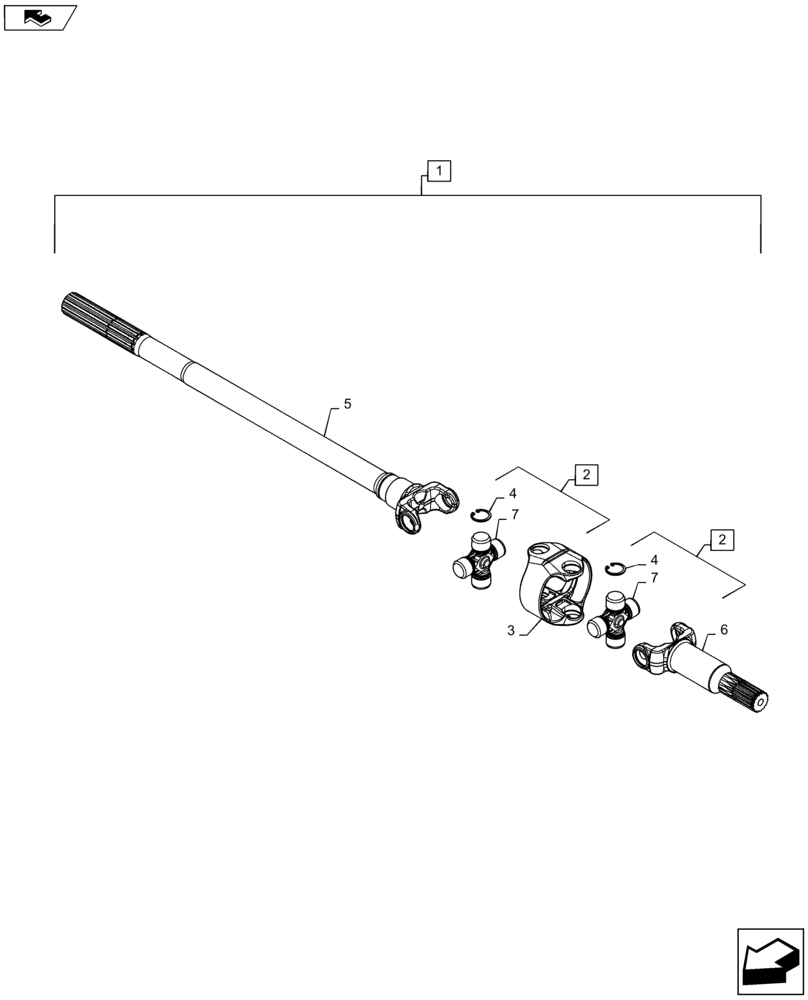 Схема запчастей Case IH MAXXUM 110 - (25.108.AA[01]) - CL.3 STANDARD - FRONT AXLE - ARTICULATED AXLE SHAFT (25) - FRONT AXLE SYSTEM