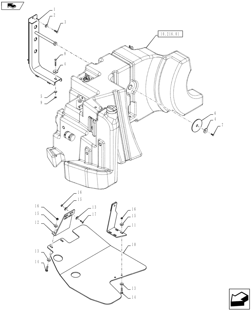 Схема запчастей Case IH PUMA 130 - (10.216.02) - VAR - 743671, 337142, 338142 & STD - FUEL TANK - SUPPORT (10) - ENGINE