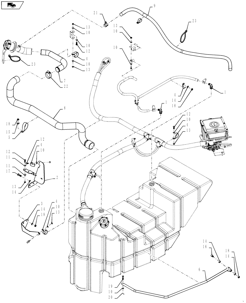 Схема запчастей Case IH QUADTRAC 600 - (10.500.02[07]) - SCR TANK & PLUMBING - QUADTRAC - ASN ZCF129726 (10) - ENGINE