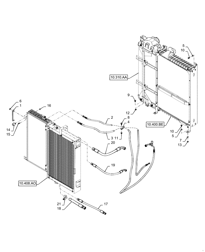 Схема запчастей Case IH 5130 - (10.400.BF[02]) - COOLER BOX, RADIATOR, AIR COOLER, OIL/CONDENSER COOLER, INTERNAL PARTS (10) - ENGINE