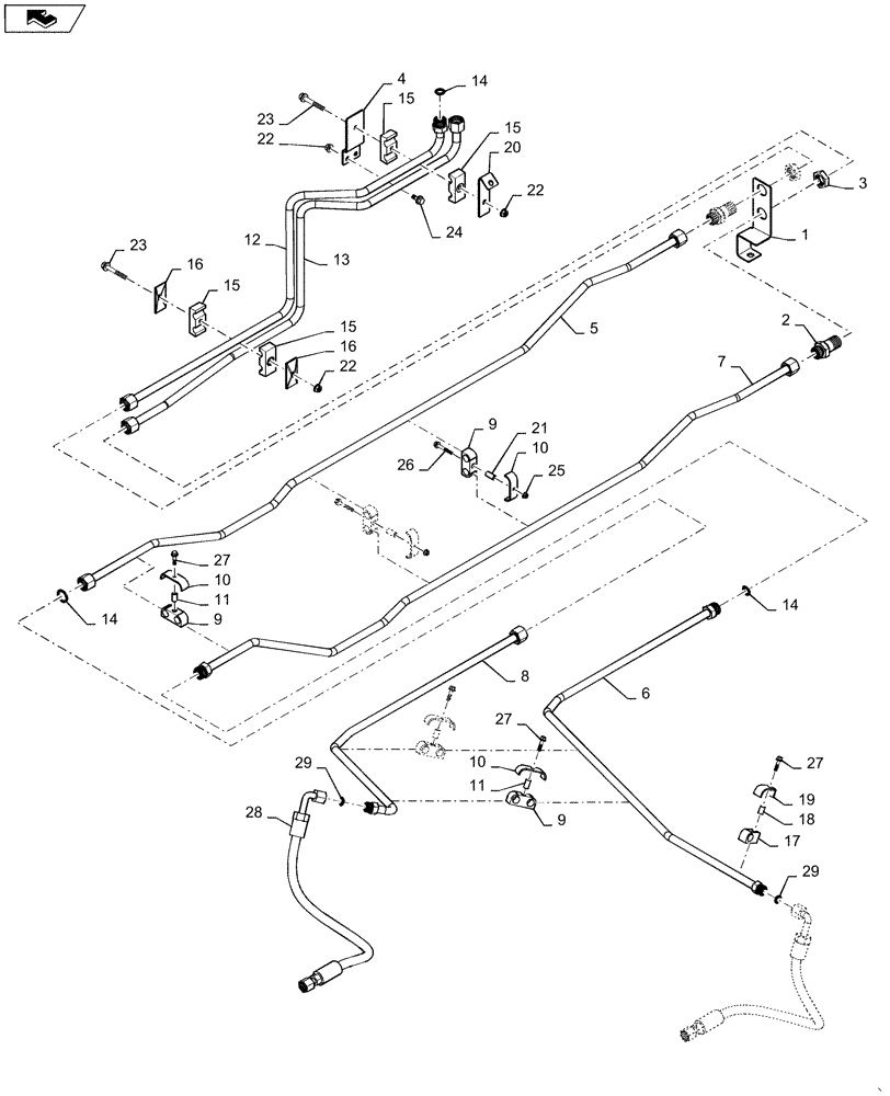 Схема запчастей Case IH 6140 - (41.200.AO) - HYDRAULIC LINE, STEERING (41) - STEERING