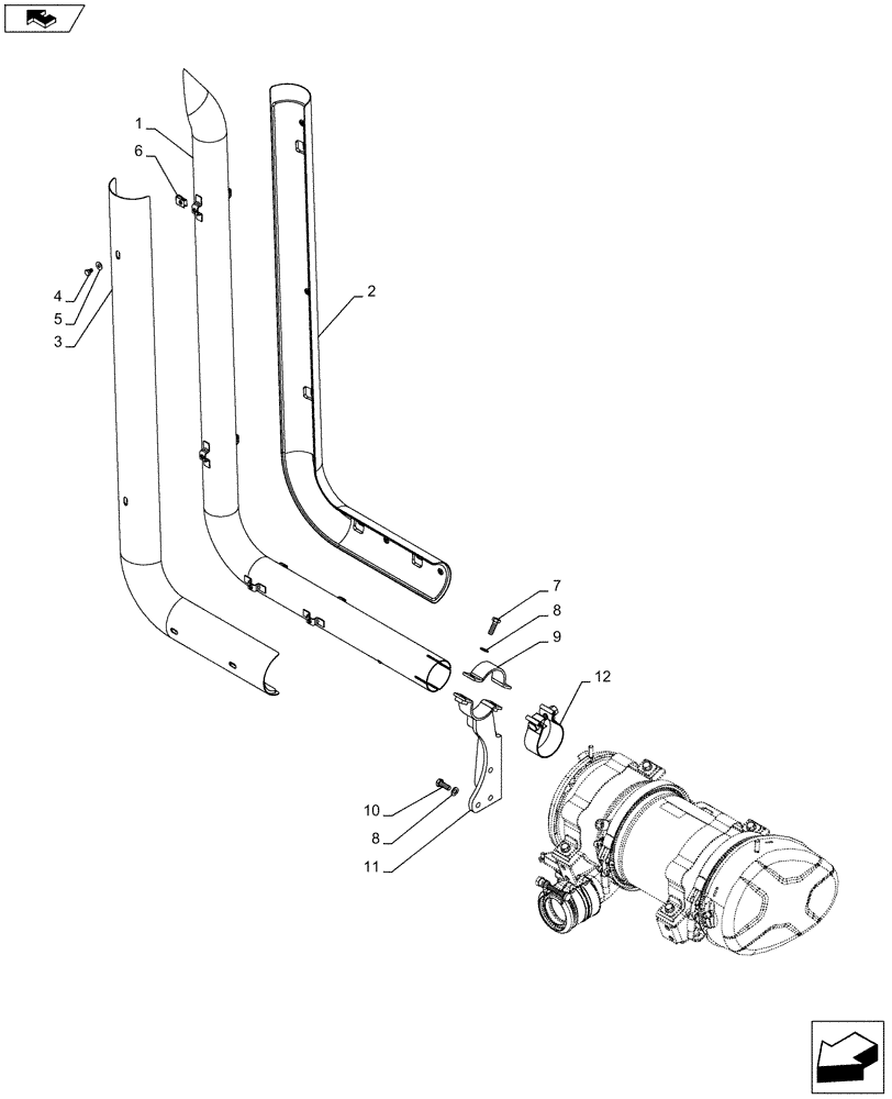 Схема запчастей Case IH FARMALL 115C - (10.254.AD[01]) - VAR - 743545 - EXHAUST SYSTEM PIPE, W/ CAB (10) - ENGINE