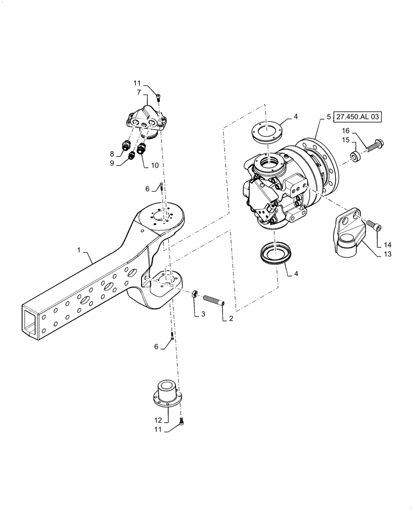 Схема запчастей Case IH 6130 - (27.450.AJ[03]) - AXLE EXTENSION, LH, 2-SPEED (27) - REAR AXLE SYSTEM