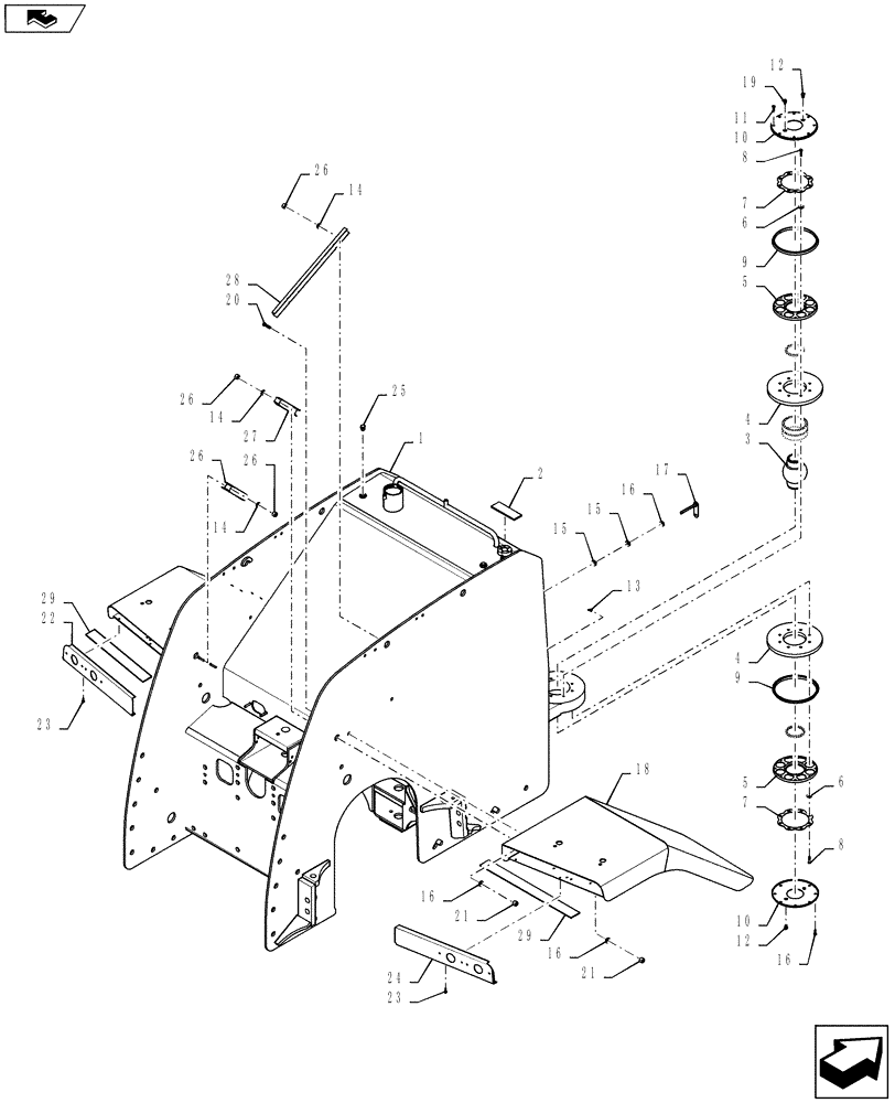 Схема запчастей Case IH QUADTRAC 450 - (39.100.07[02]) - REAR FRAME / FUEL TANK AND FENDERS - QUADTRAC 450 & 500 ASN ZBF126024 (39) - FRAMES AND BALLASTING