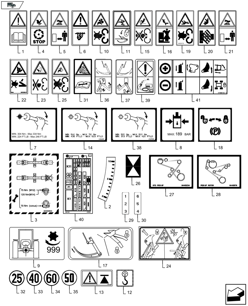 Схема запчастей Case IH LB424R XL - (90.108.010) - DECALS (90) - PLATFORM, CAB, BODYWORK AND DECALS