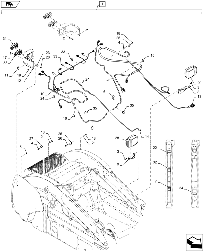 Схема запчастей Case IH SV250 - (88.055.14) - DIA KIT, ROAD LIGHTS, VERTICAL BOOM (88) - ACCESSORIES