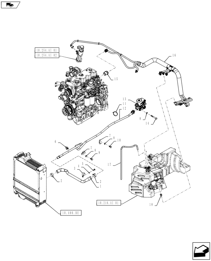 Схема запчастей Case IH MAXXUM 125 - (10.500.AD) - DEF/ADBLUE LINES (10) - ENGINE