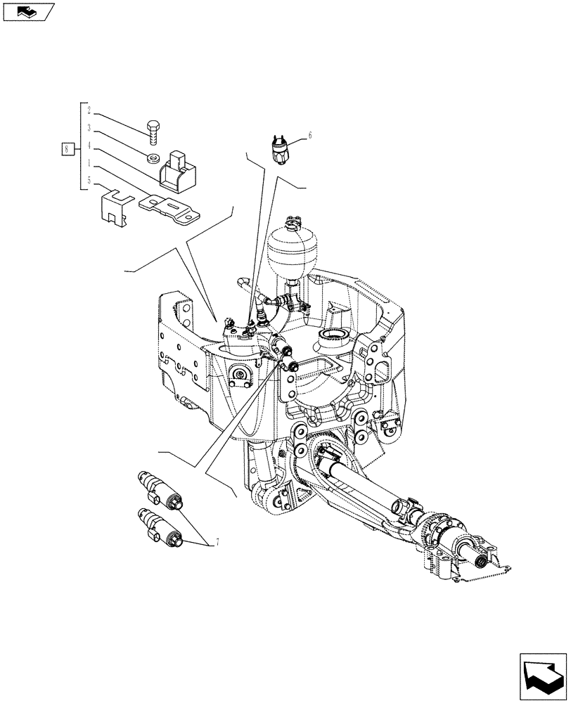 Схема запчастей Case IH PUMA 170 - (55.418.07[01A]) - CLASS 4 4WD AXLE WITH ACTIVE SUSPENSION SKY HOOK - SOLENOID VALVES AND SENSORS - D7090 (VAR.720463-743963-743964) (55) - ELECTRICAL SYSTEMS