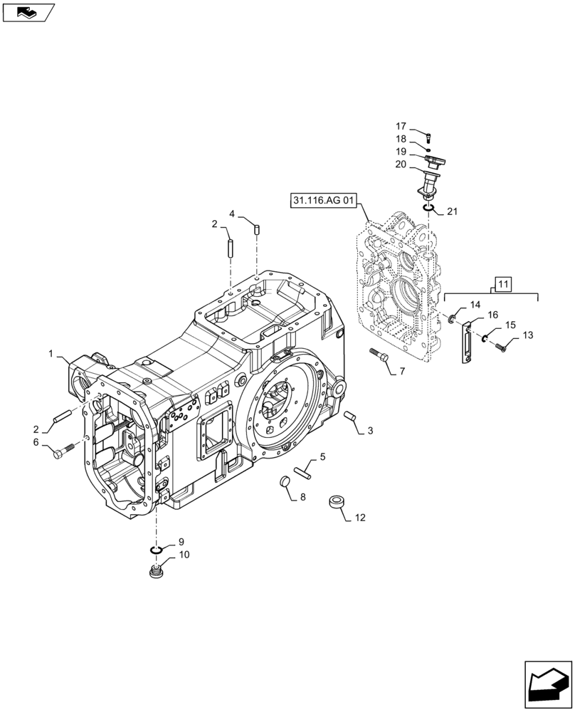 Схема запчастей Case IH MAXXUM 115 - (27.100.AB) - VAR - 330247, 743766, 330291, 743764, 331908, 330909, 331909, 743811, 335245, 743673, 331330, 332330, 743736 - AND STD REAR AXLE HOUSING (27) - REAR AXLE SYSTEM