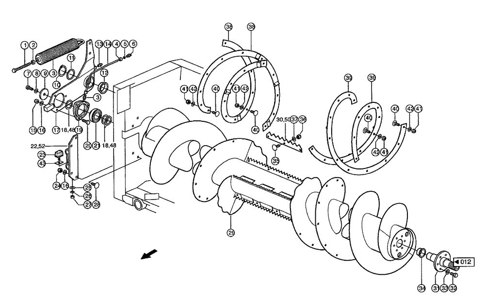 Схема запчастей Case IH 684 - (0013[1]) - FEEDER AUGER (MG6M) (58) - ATTACHMENTS/HEADERS