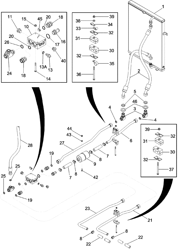 Схема запчастей Case IH 620 - (06-01) - OIL COOLER - HYDRAULIC COOLER BYPASS (03) - POWER TRAIN