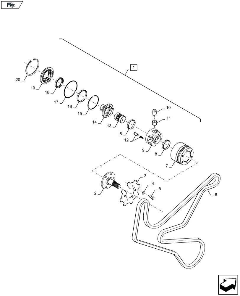 Схема запчастей Case IH LB424R XL - (60.220.180) - KIT CUT OUT CLUTCH (60) - PRODUCT FEEDING