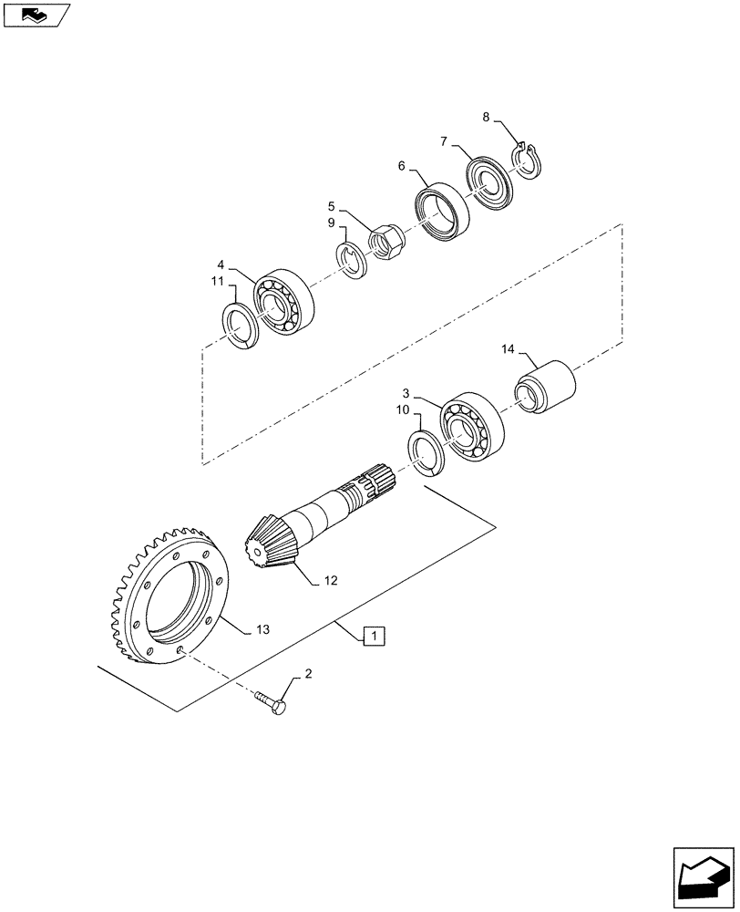 Схема запчастей Case IH MAXXUM 120 - (25.102.AC[16]) - STD + VAR - 330409, 330416 - CL.3 FRONT AXLE BEVEL GEAR AND ADJUSTING SHIMS (25) - FRONT AXLE SYSTEM