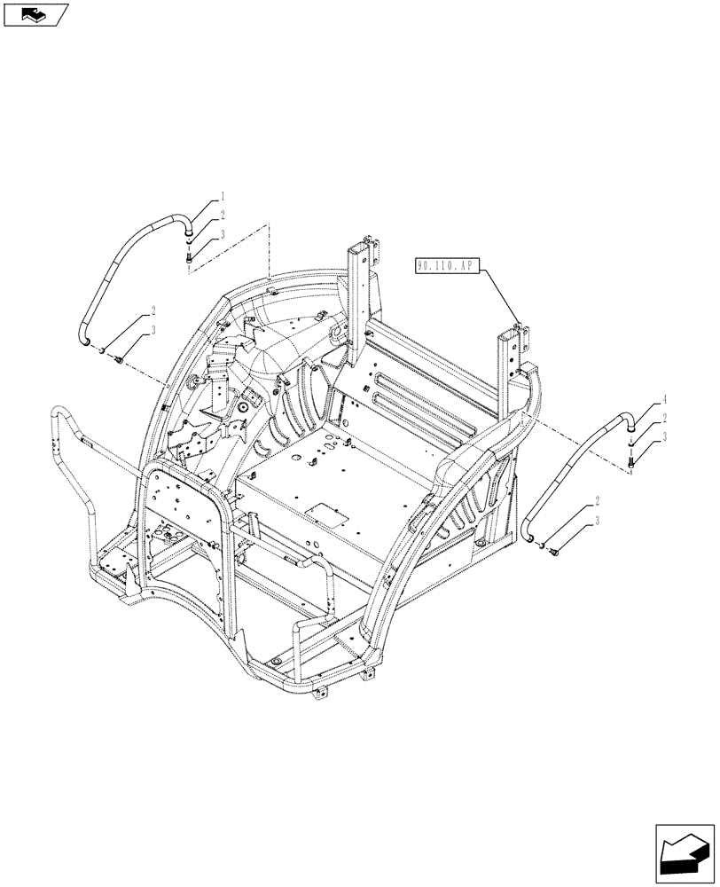 Схема запчастей Case IH FARMALL 85C - (90.116.AP) - VAR - 394315, 392315, 334187, 334188, 334190, 334191 - PLATFORM, HANDLE (90) - PLATFORM, CAB, BODYWORK AND DECALS