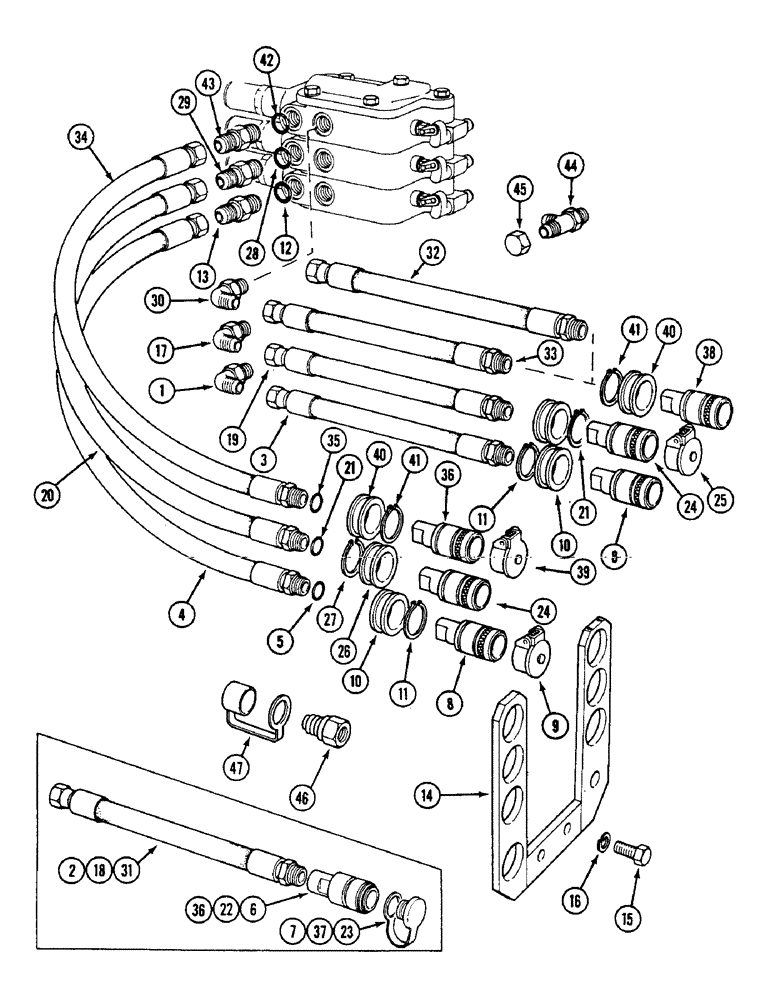 Схема запчастей Case IH 1594 - (8-312) - REMOTE VALVE HOSES AND COUPLINGS (08) - HYDRAULICS