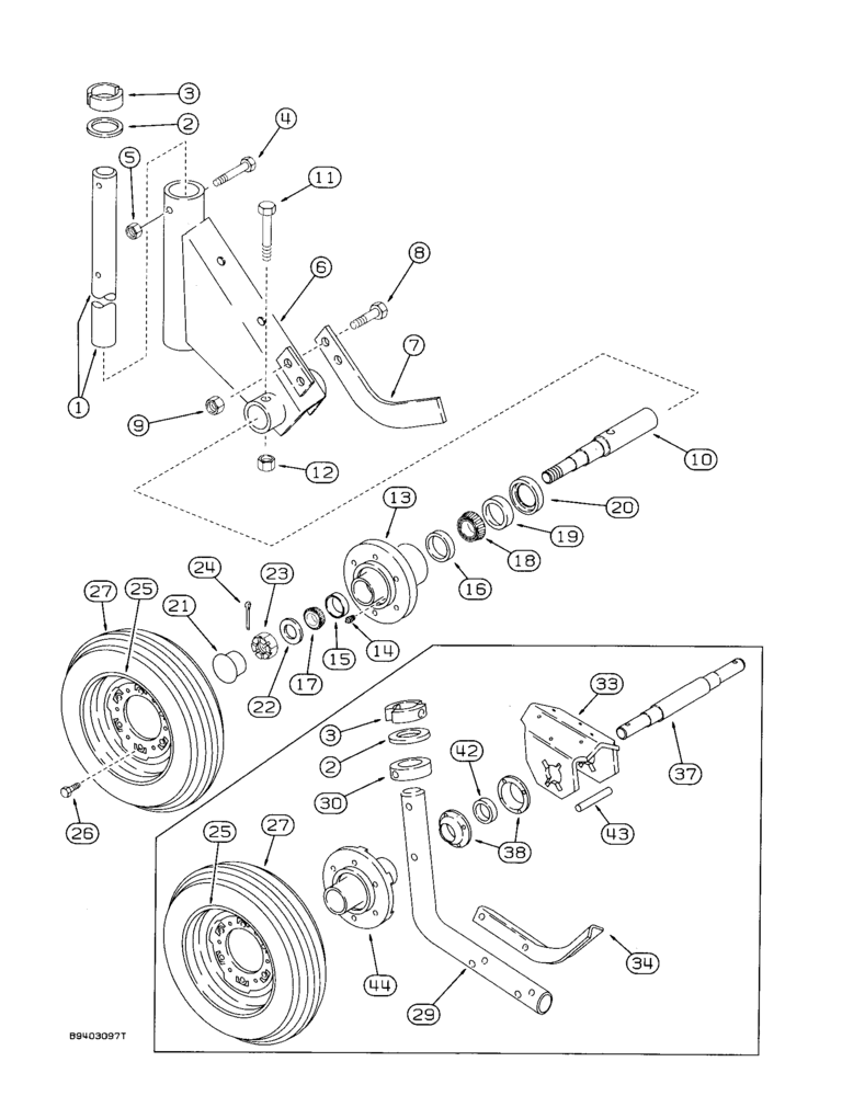 Схема запчастей Case IH 7100 - (9-122) - CASTER WHEEL AXLE (09) - CHASSIS/ATTACHMENTS