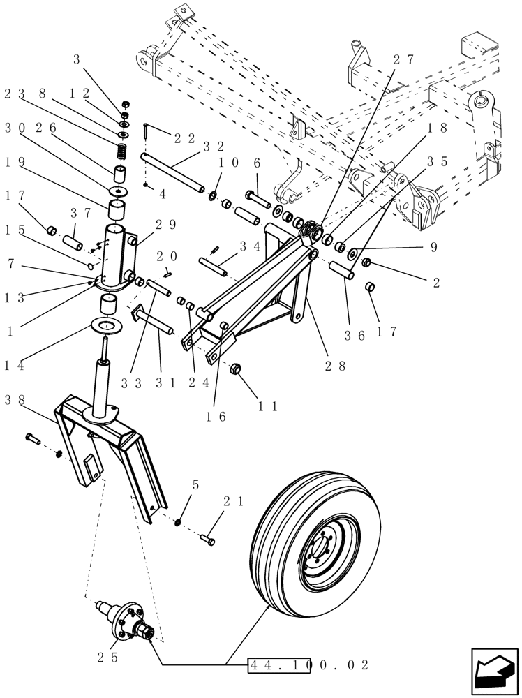 Схема запчастей Case IH 600 - (44.100.01) - CASTER ASSEMBLY (44) - WHEELS