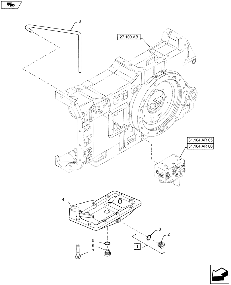 Схема запчастей Case IH MAXXUM 140 - (27.100.AR) - REAR AXLE, HOUSING, COVER (27) - REAR AXLE SYSTEM