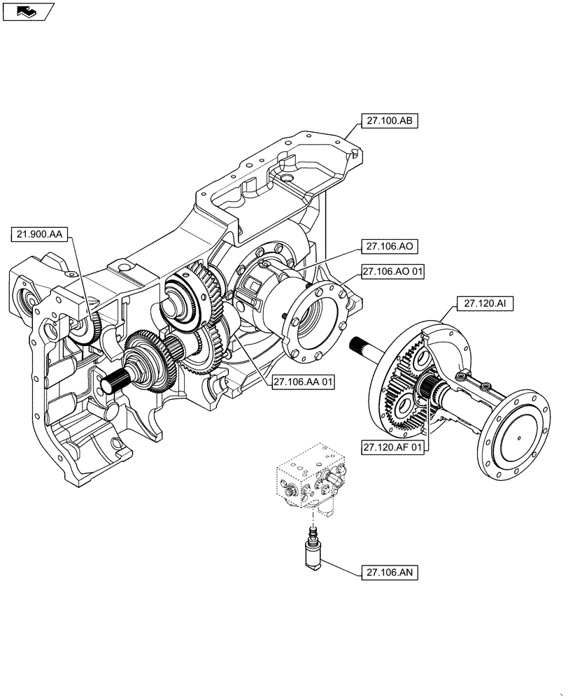Схема запчастей Case IH MAXXUM 115 - (27.000.00) - SECTION INDEX - REAR DRIVE AXLE (27) - REAR AXLE SYSTEM