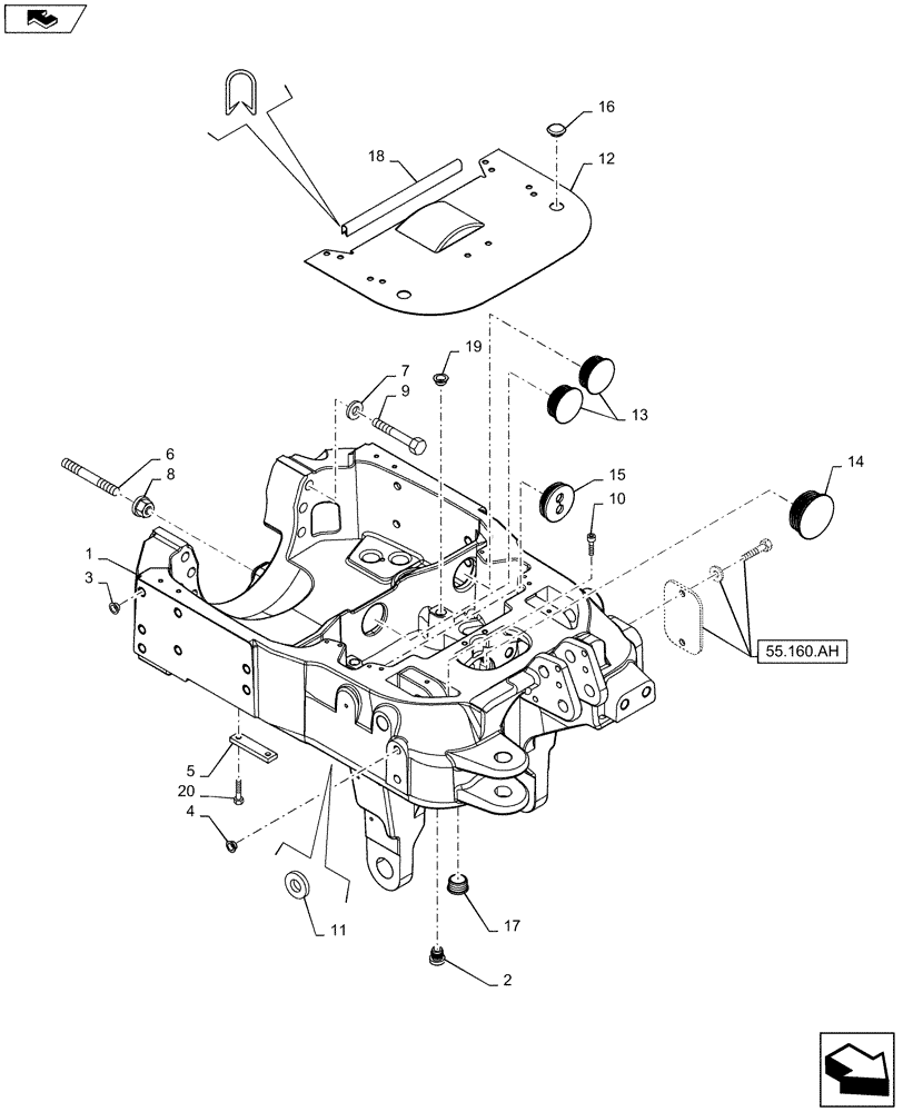 Схема запчастей Case IH MAXXUM 120 - (25.100.AV[03]) - VAR - 743699, 336831, 743700, 333648 - INTEGRATED FRONT HPL - SUPPORT FOR 4WD STANDARD FRONT AXLE (25) - FRONT AXLE SYSTEM