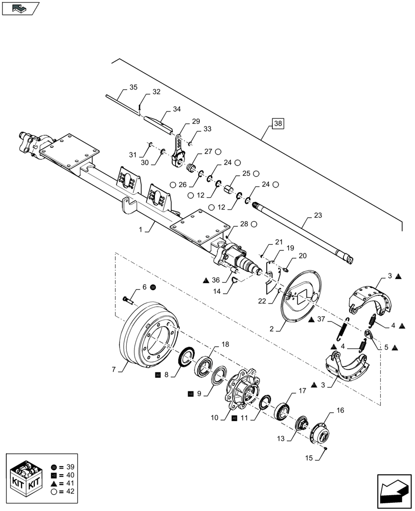 Схема запчастей Case IH LB434S - (27.550.020) - SINGLE AXLE, PNEUMATIC BRAKE (27) - REAR AXLE SYSTEM