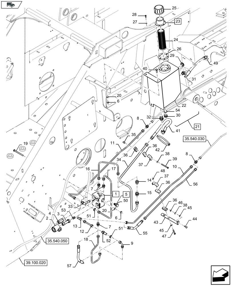 Схема запчастей Case IH LB424R - (35.540.040) - OIL RESERVOIR (35) - HYDRAULIC SYSTEMS