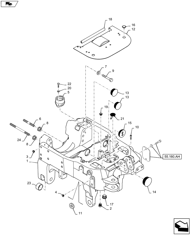 Схема запчастей Case IH MAXXUM 125 - (25.100.AV[04]) - VAR - 743699, 337831, 743700, 334648, 335648 - AXLE SUPPORT - INTEGRATED FRONT HPL - SUSPENDED 4WD FRONT AXLE (25) - FRONT AXLE SYSTEM