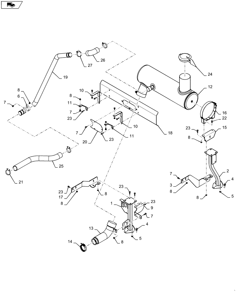 Схема запчастей Case IH 6130 - (10.254.AI[01]) - EXHAUST ASSEMBLY, 5130 T2 (10) - ENGINE