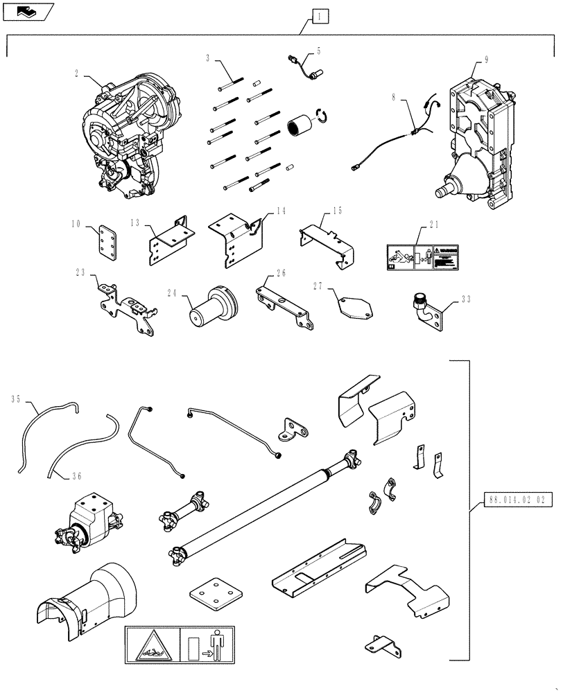 Схема запчастей Case IH QUADTRAC 600 - (88.014.02[01]) - DIA KIT - PTO (EUROPE) (88) - ACCESSORIES