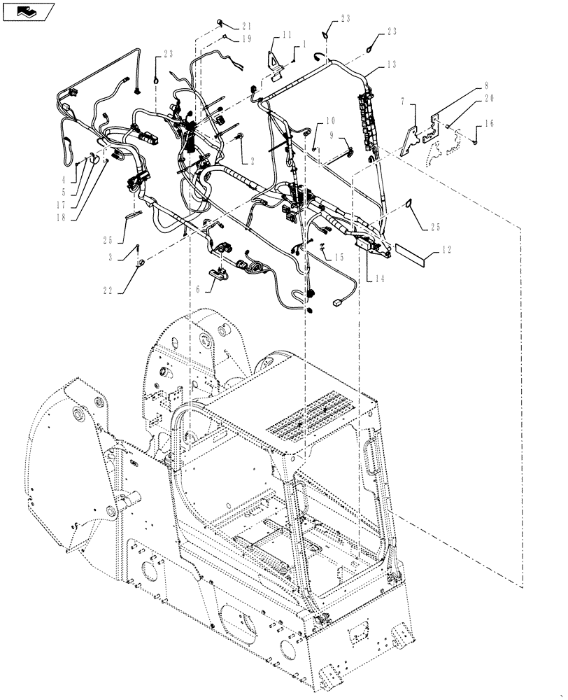 Схема запчастей Case IH TV380 - (55.101.AC[02]) - WIRE HARNESS & CONNECTOR, MECHANICAL CONTROLS, OPEN CAB (55) - ELECTRICAL SYSTEMS